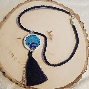 Anikya Iznik Cini Tile Blue Necklace NEW